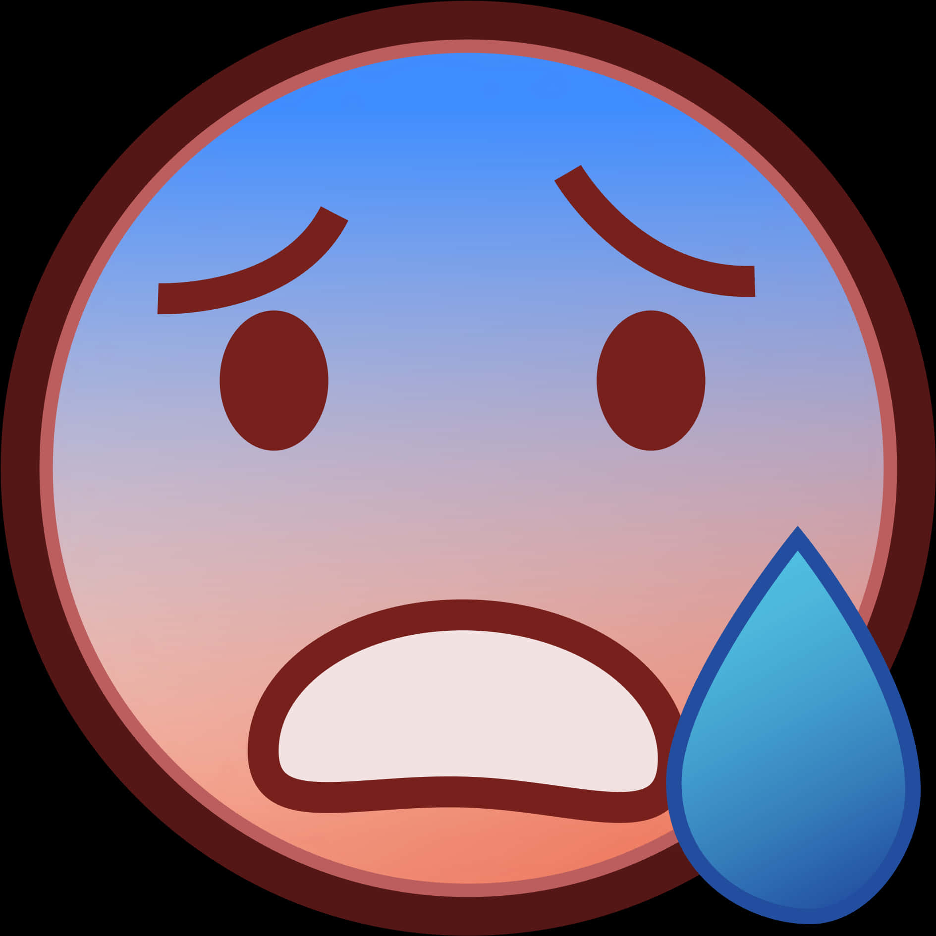 Worried Face Emojiwith Tear Drop PNG Image