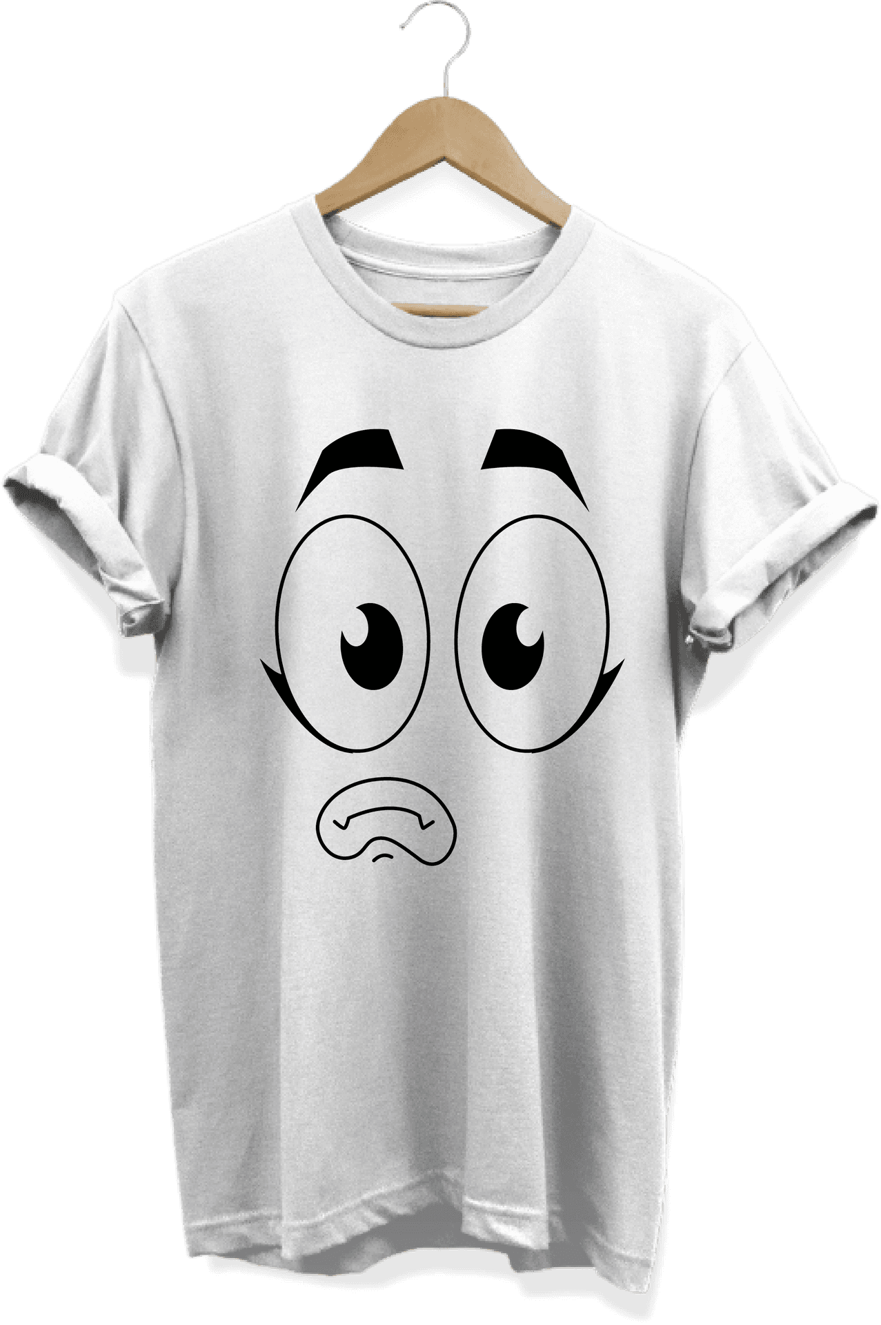 Worried Face T Shirt Design PNG Image