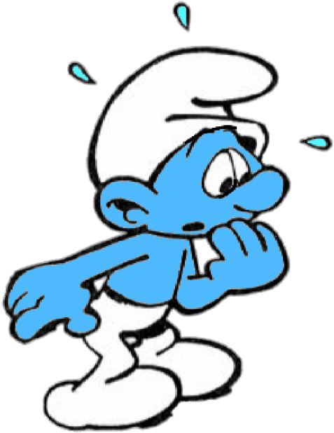 Worried Smurf Cartoon PNG Image