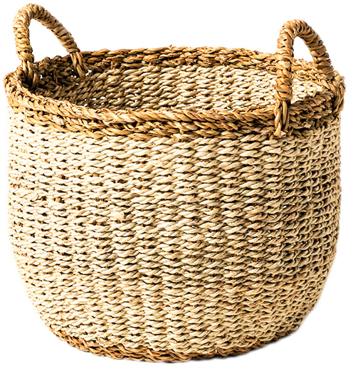 Woven Seagrass Basket Texture PNG Image