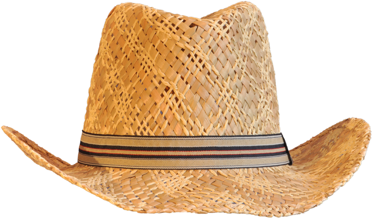 Woven Straw Hatwith Black Band PNG Image