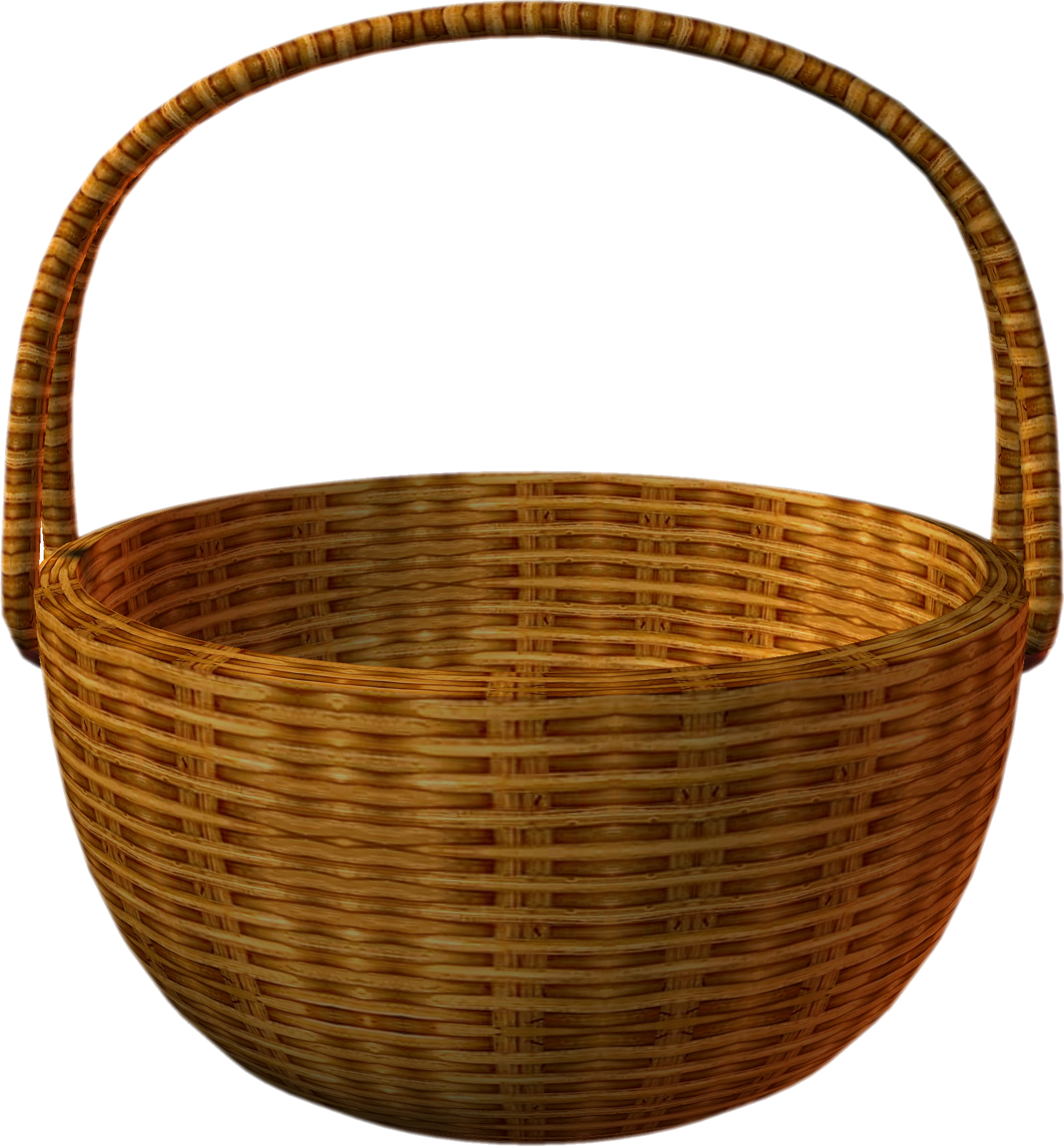 Woven Wicker Basket Handle PNG Image