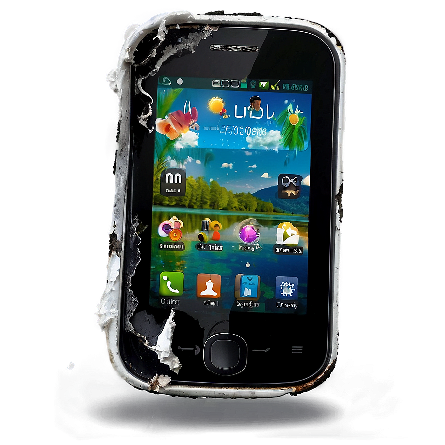 Wrecked Smartphone Display Png 06242024 PNG Image