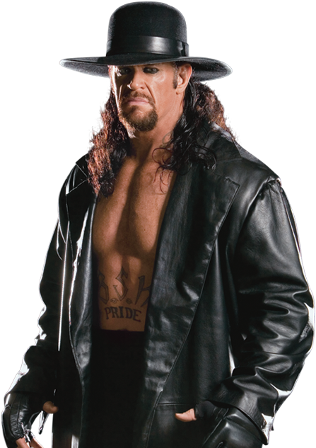 Wrestler_ Undertaker_ Black_ Hat_ Leather_ Coat PNG Image