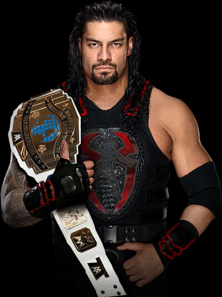 Wrestler_with_ Championship_ Belt PNG Image