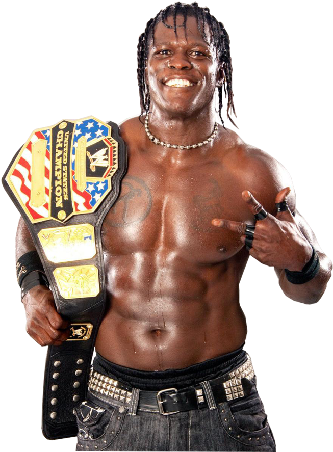 Wrestling Champion Posingwith Belt PNG Image