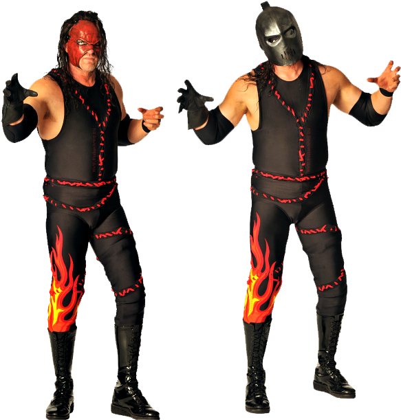 Wrestling Duoin Flame Attire PNG Image