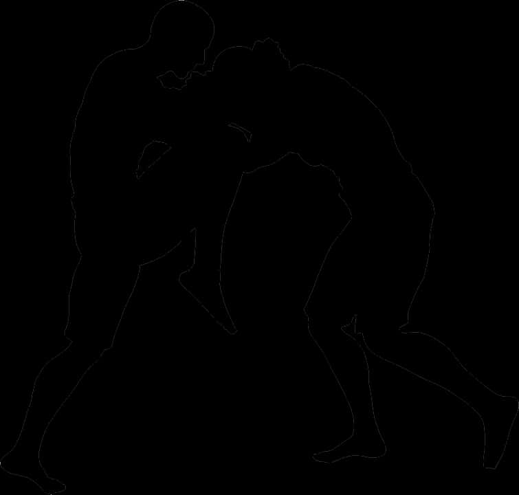 Wrestling Silhouette Black Background PNG Image