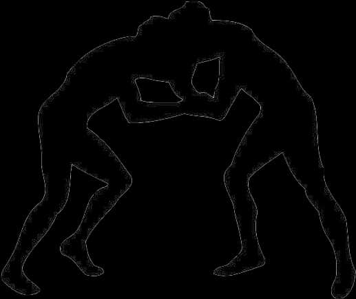 Wrestling Silhouette Outline PNG Image