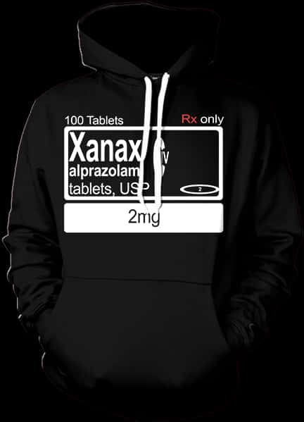 Xanax Prescription Design Black Hoodie PNG Image