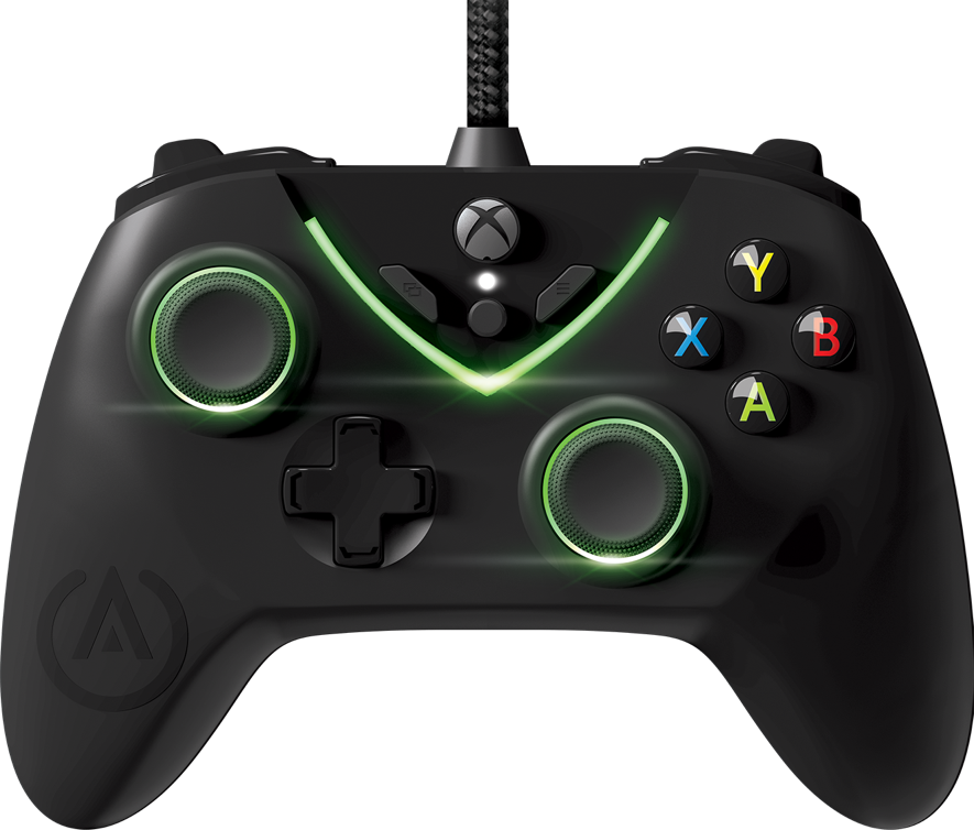 Xbox Controllerwith Green Lighting PNG Image