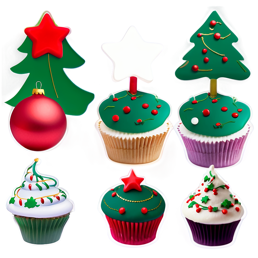 Xmas Themed Cupcake Toppers Png 10 PNG Image