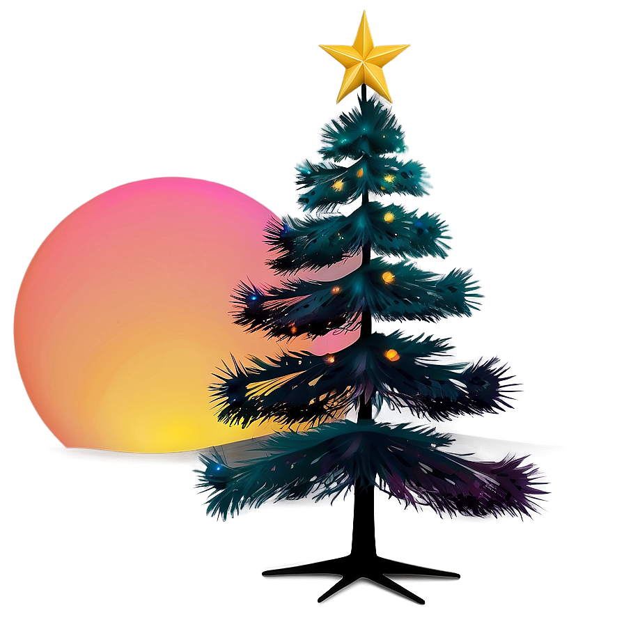 Xmas Tree Sunset Backdrop Png Xcx5 PNG Image