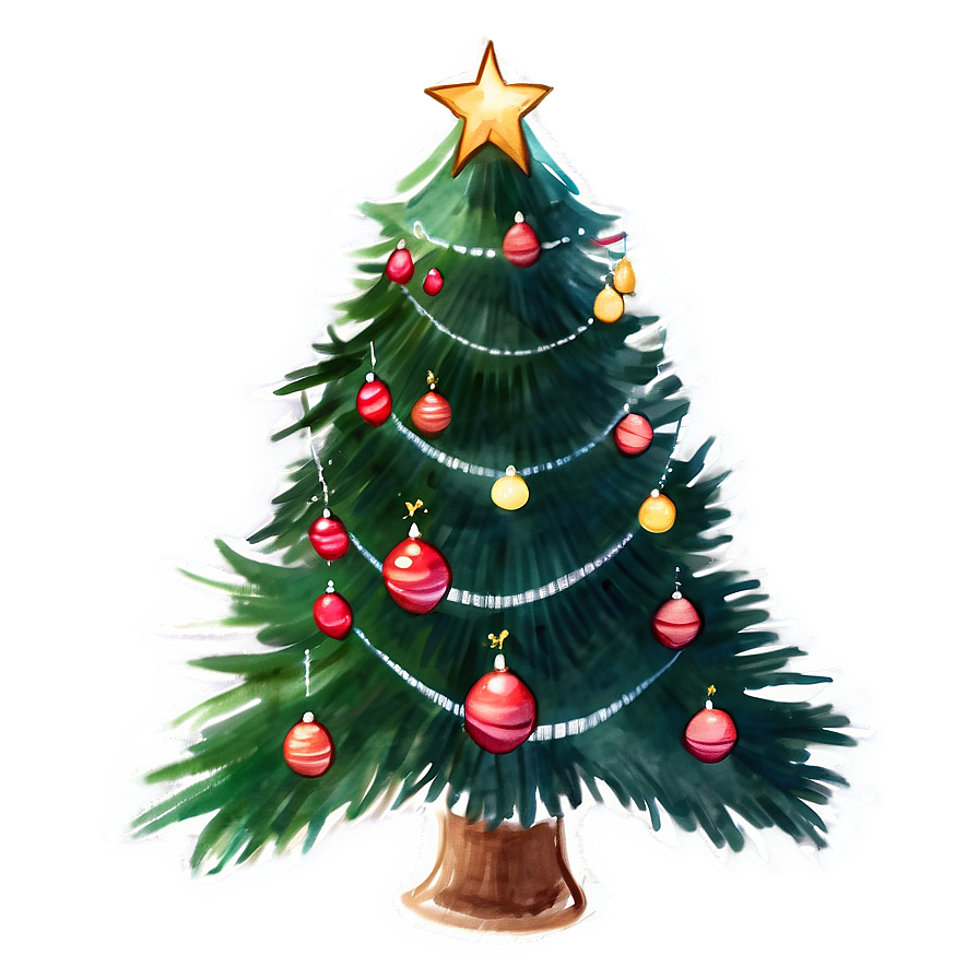 Xmas Tree Watercolor Art Png 06292024 PNG Image