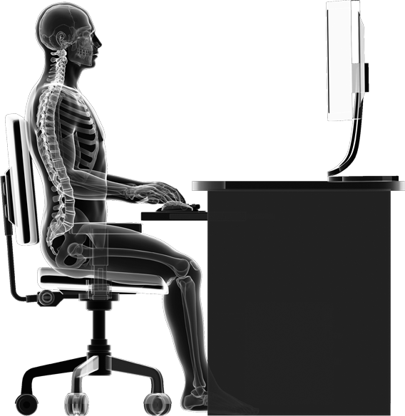 Xray Viewof Person At Computer Desk PNG Image