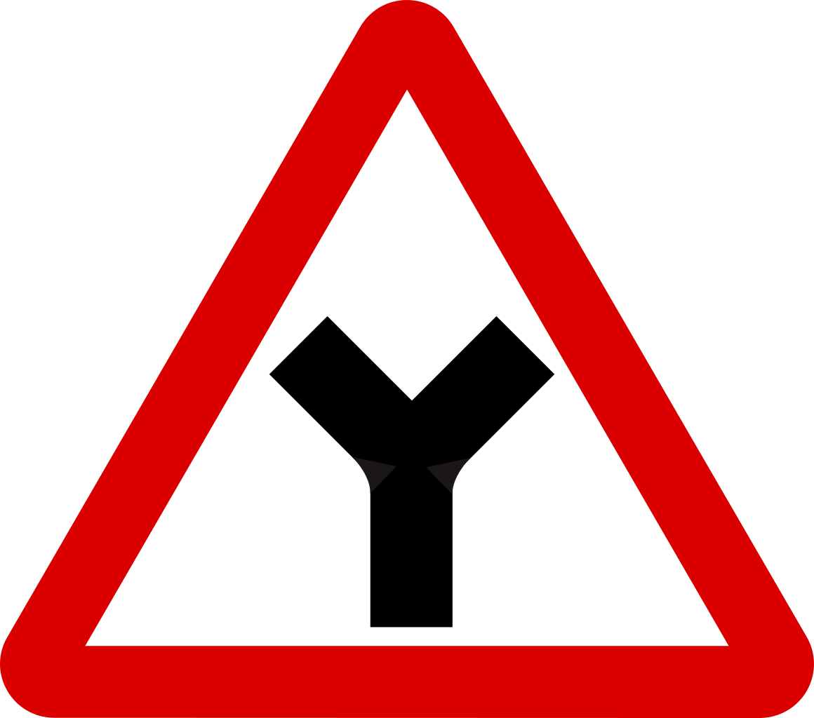 Y Junction Road Sign PNG Image