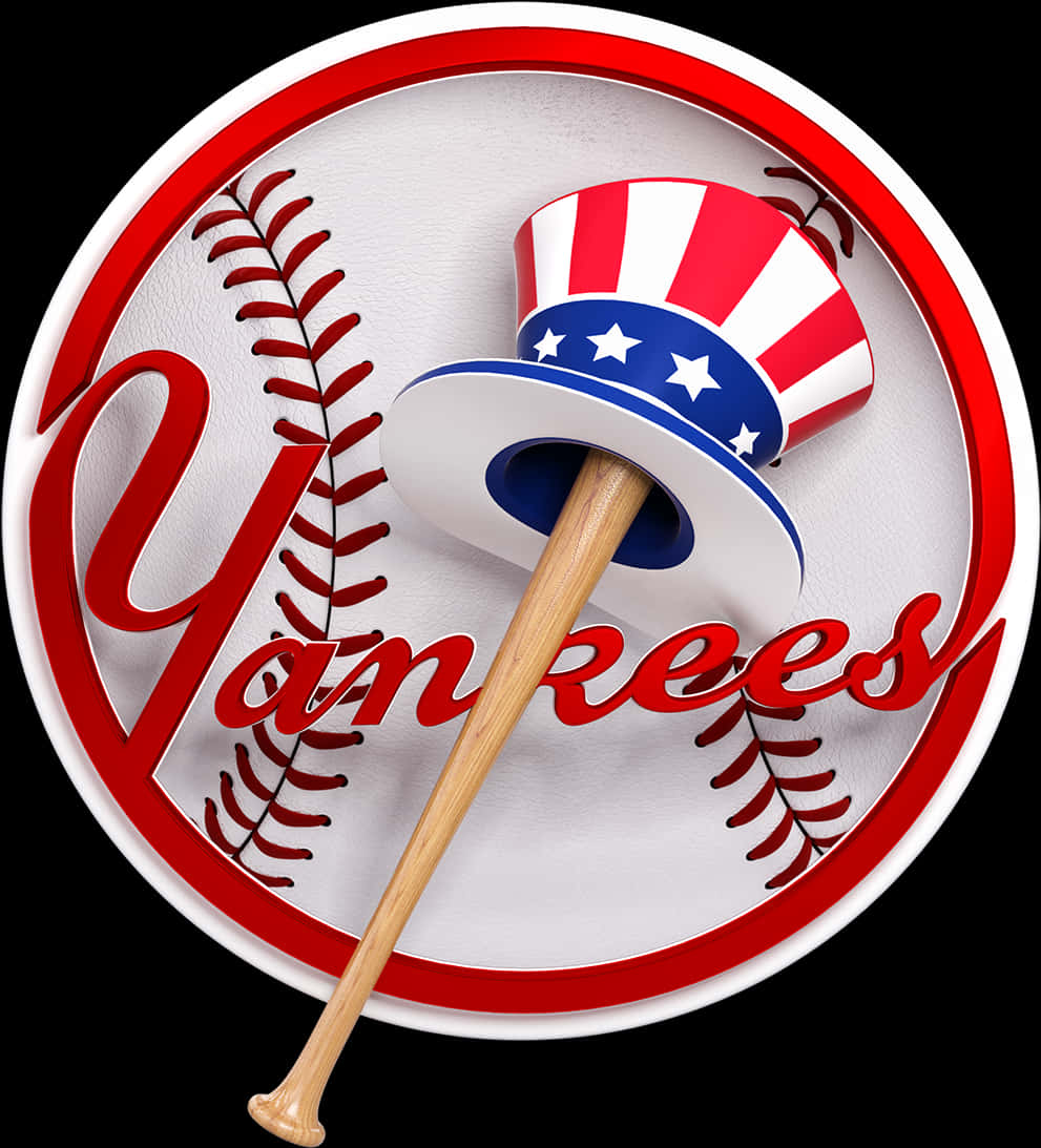 Yankees Logowith Uncle Sam Hatand Baseball Bat PNG Image