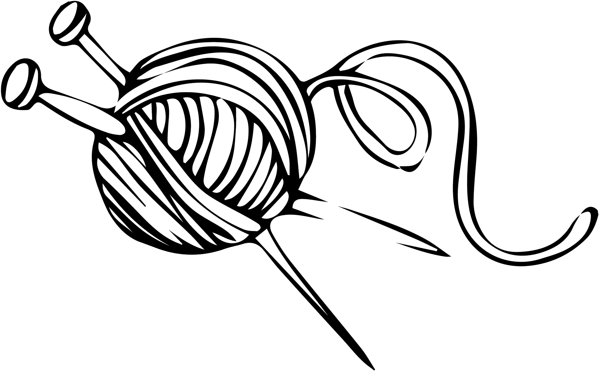 Yarn Balland Knitting Needles Outline PNG Image