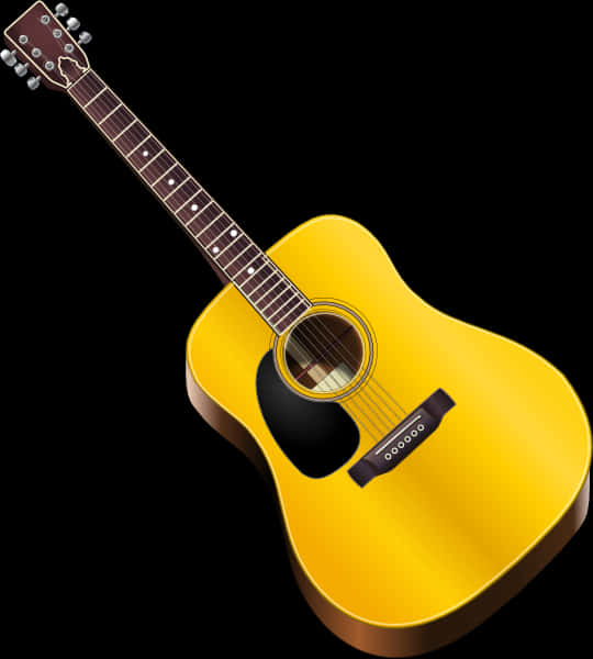 Yellow Acoustic Guitar PNG Image