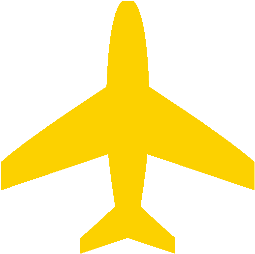 Yellow Airplane Icon Simple PNG Image