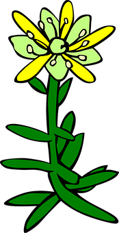 Yellow Animated Flower Illustration PNG Image