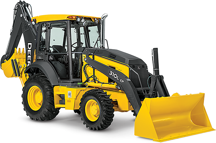 Yellow Backhoe Loader Machine PNG Image