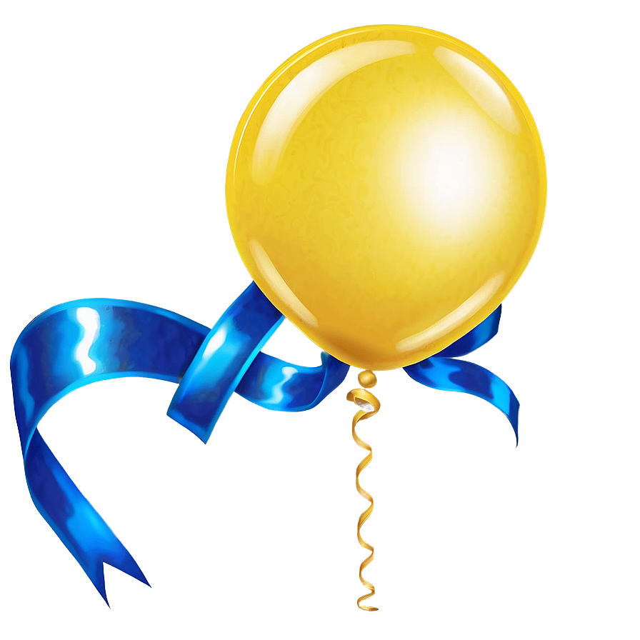 Yellow Balloon With Ribbon Png Srm8 PNG Image