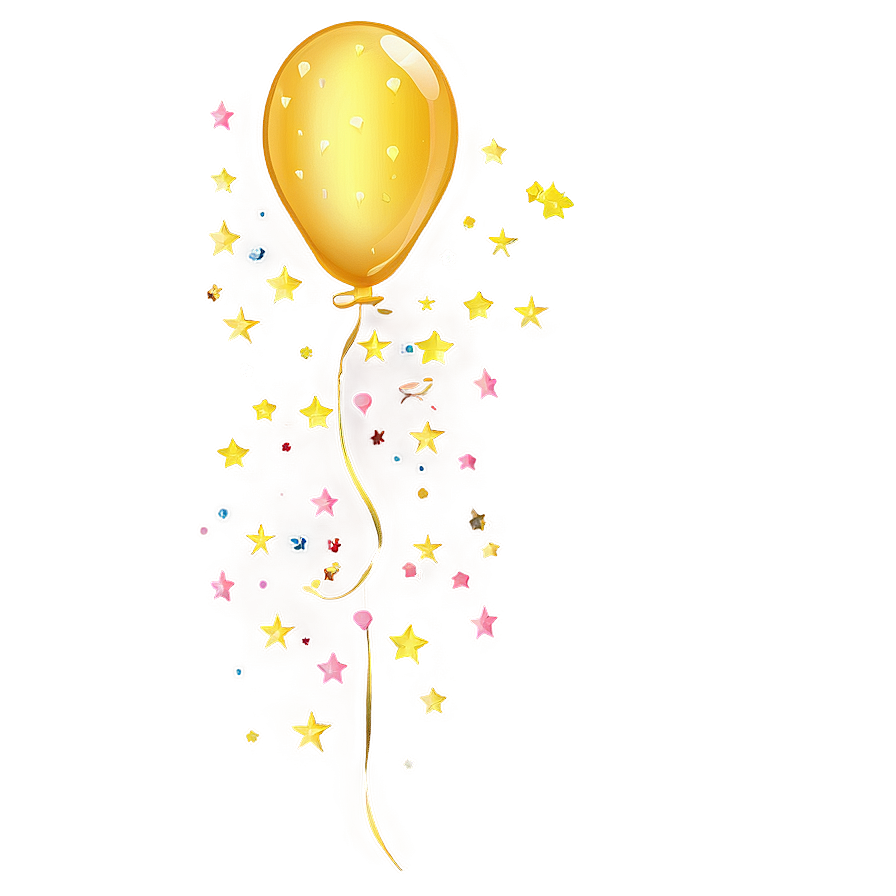 Yellow Balloon With Stars Png 70 PNG Image