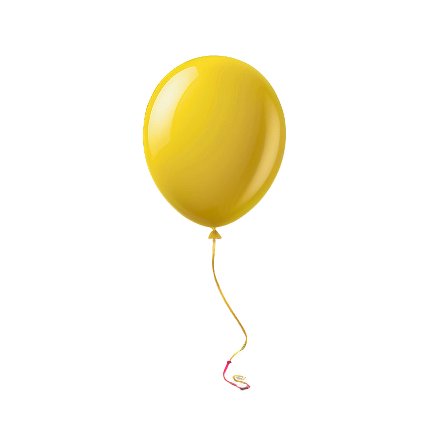 Yellow Balloon With String Png Vvw PNG Image