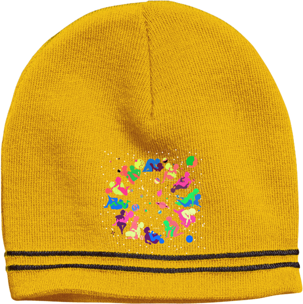 Yellow Beanie Paint Splatter Design PNG Image