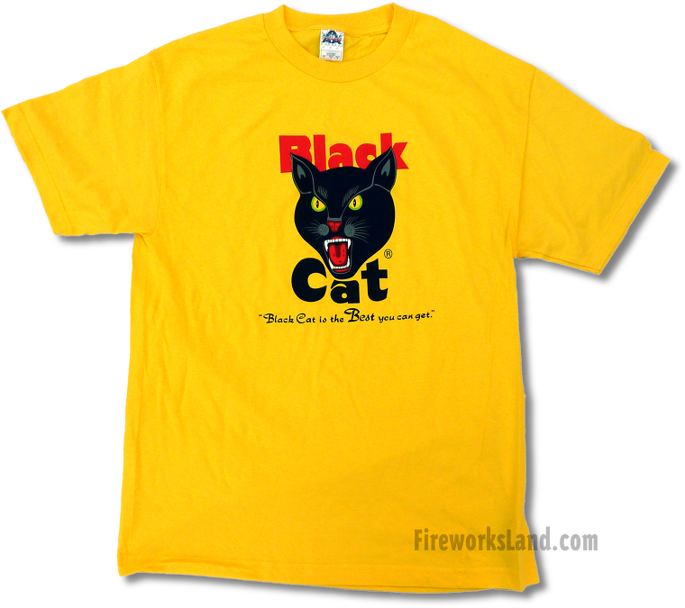 Yellow Black Cat Fireworks T Shirt PNG Image