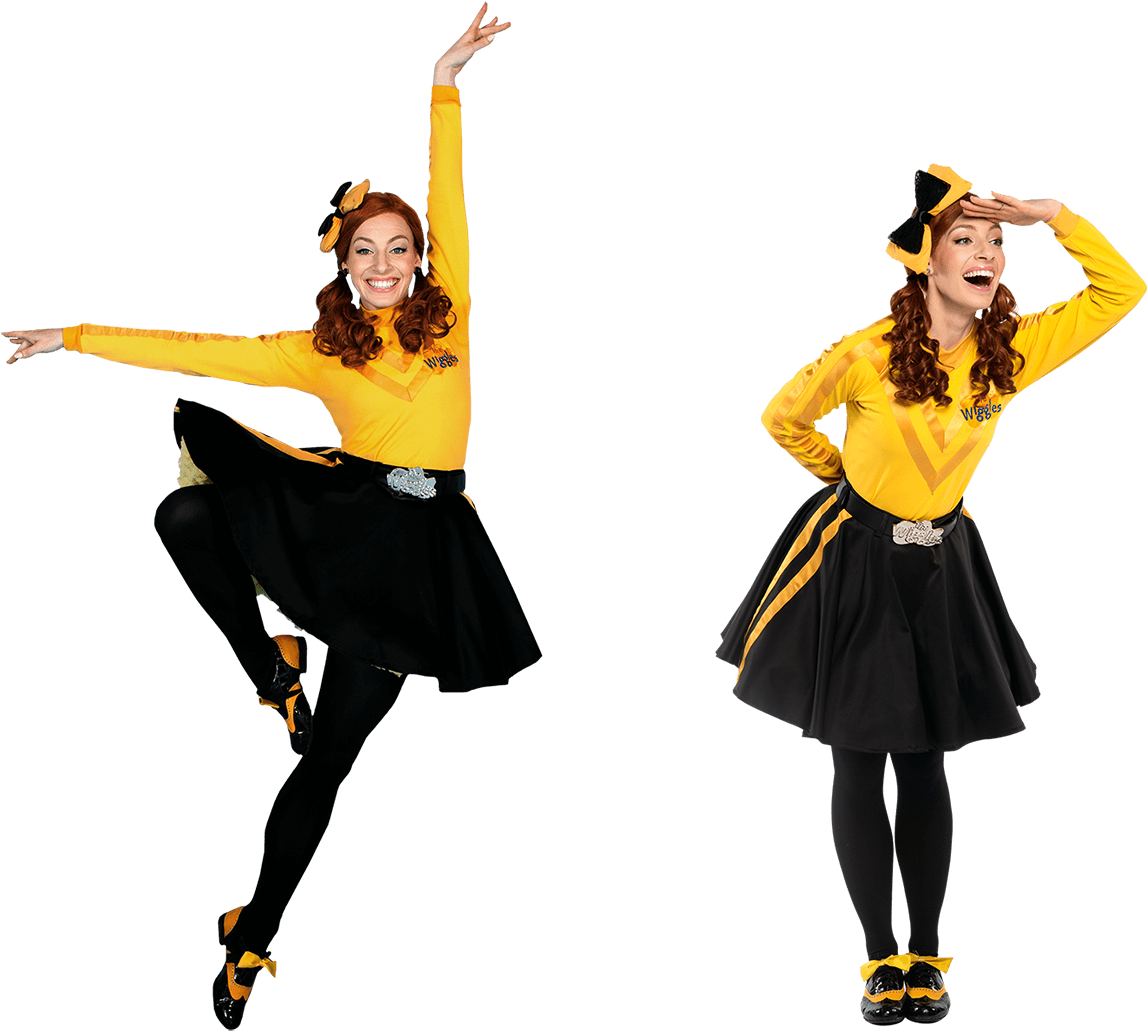 Yellow Black Dance Costume Twins PNG Image