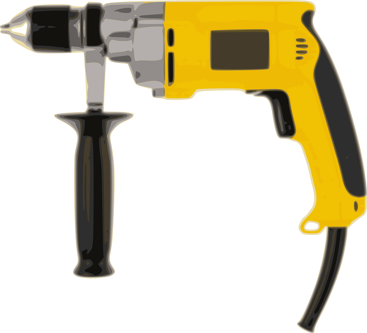 Yellow Black Electric Drill PNG Image