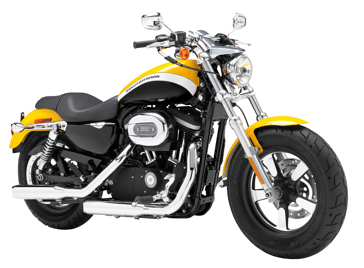 Yellow Black Harley Davidson Motorcycle PNG Image