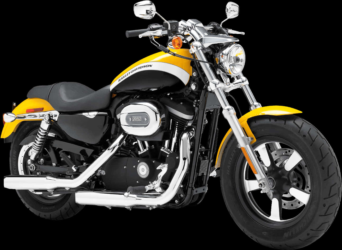 Yellow Black Harley Davidson Motorcycle H D PNG Image