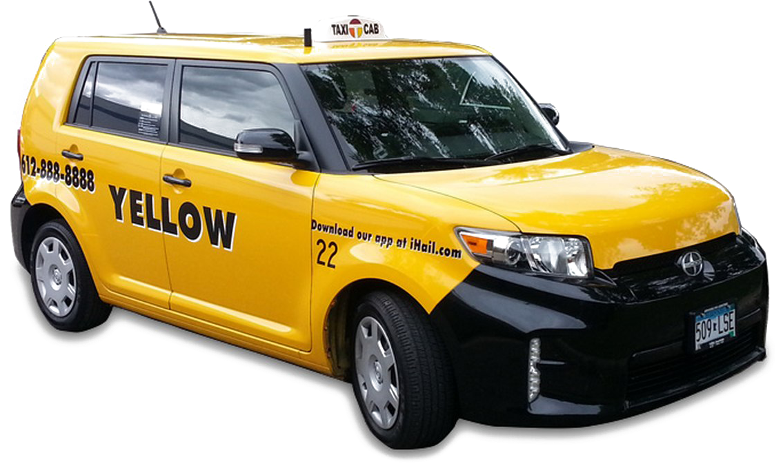 Yellow Black Taxi Cab PNG Image