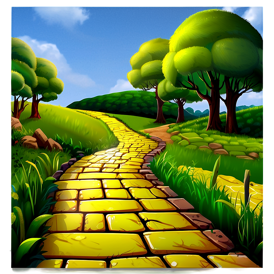 Yellow Brick Road Adventure Scene Png Fcg PNG Image