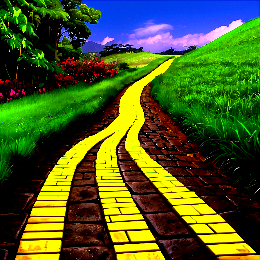 Yellow Brick Road Through Countryside Png 06262024 PNG Image