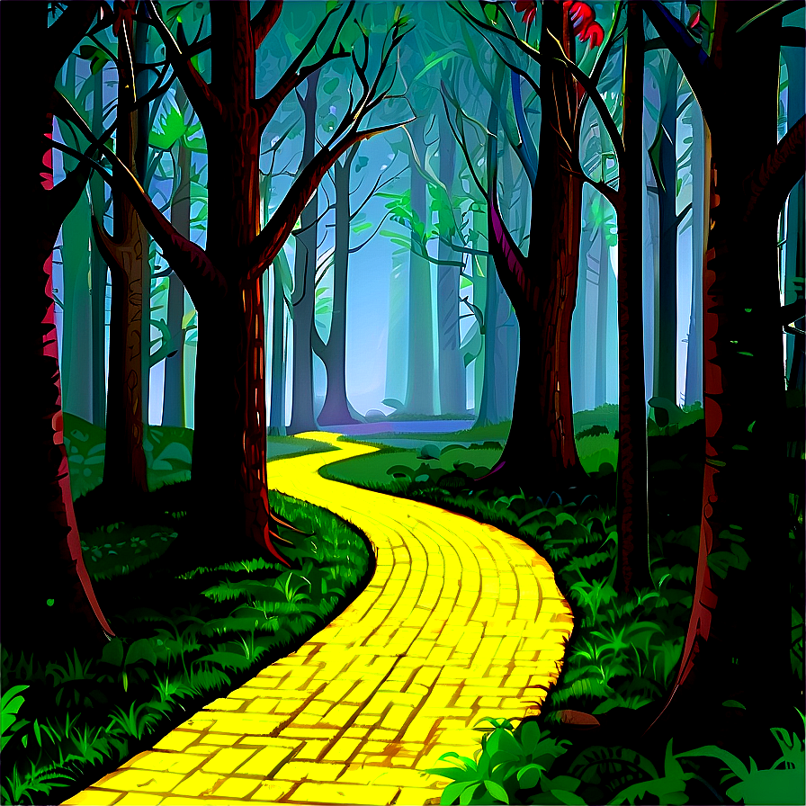 Yellow Brick Road Through Dark Forest Png 65 PNG Image