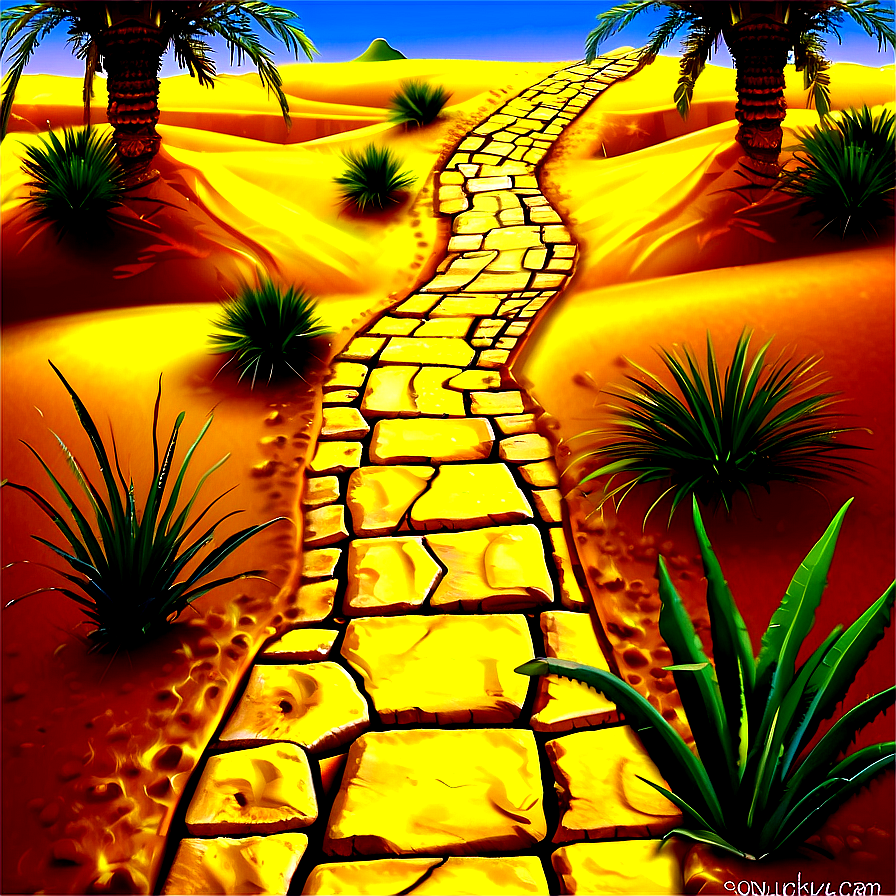 Yellow Brick Road Through Desert Oasis Png Kwh51 PNG Image