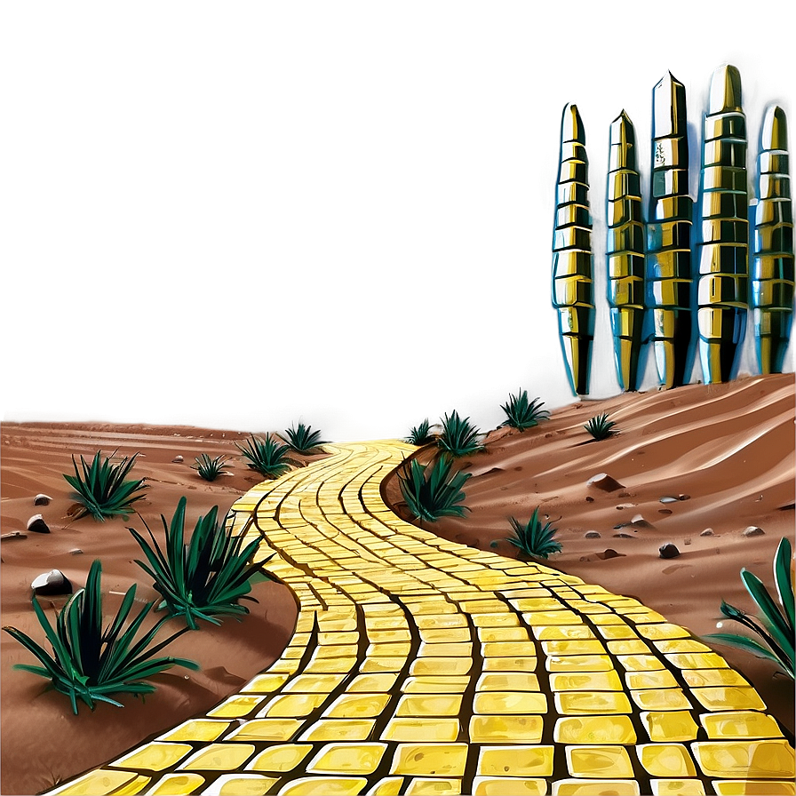 Yellow Brick Road Through Desert Oasis Png Tqk PNG Image