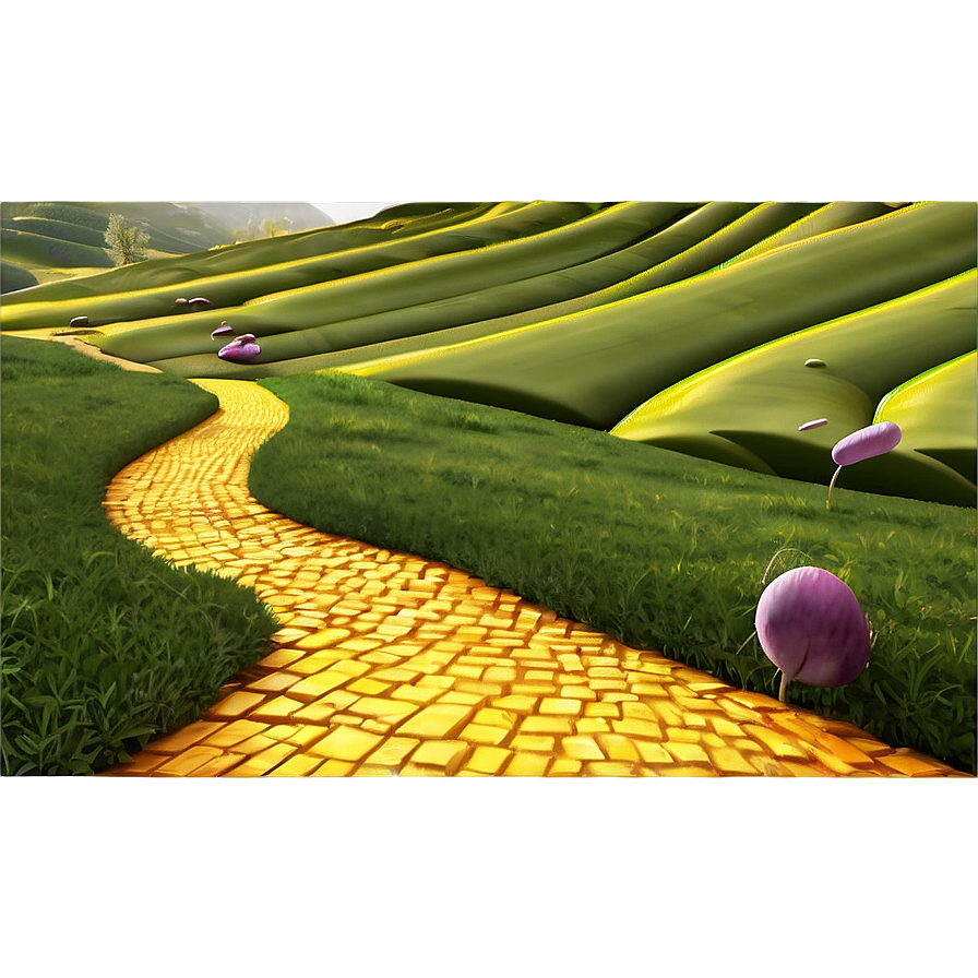 Yellow Brick Road Through Rolling Hills Png Omm PNG Image