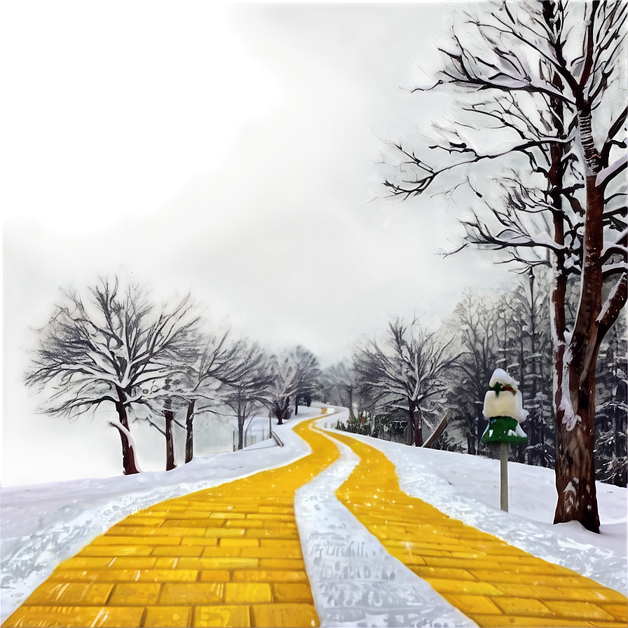 Yellow Brick Road Through Winter Snow Png 84 PNG Image