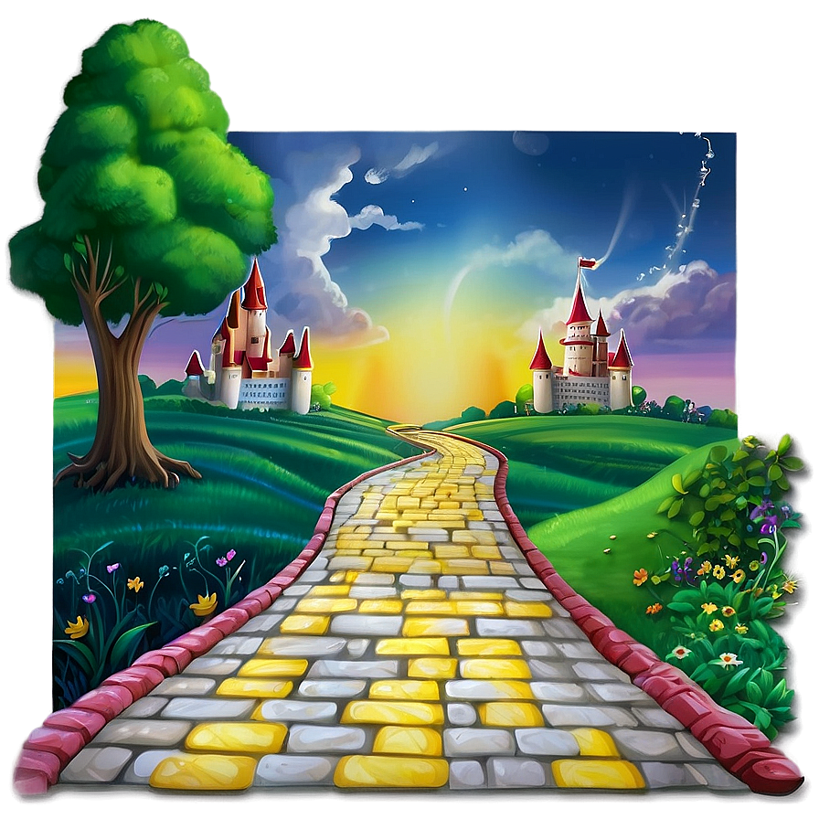 Yellow Brick Road To Fantasy Castle Png Glh48 PNG Image