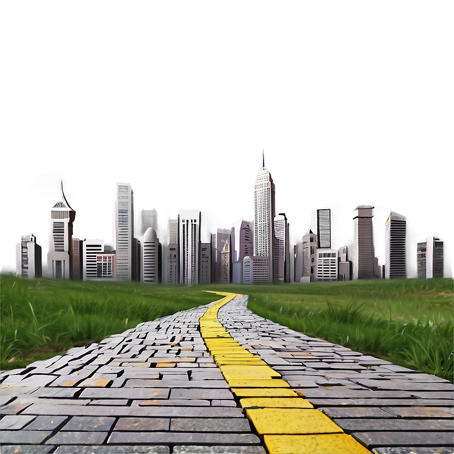 Yellow Brick Road With City Skyline Png Bpq PNG Image