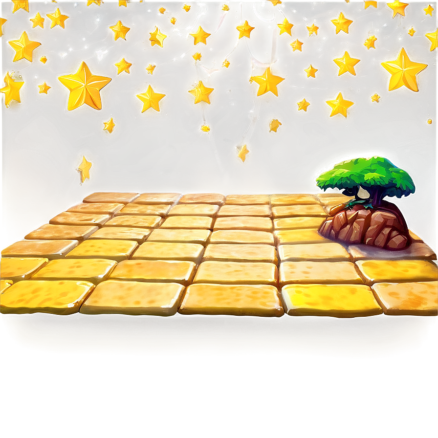 Yellow Brick Road With Night Stars Png Pgk PNG Image