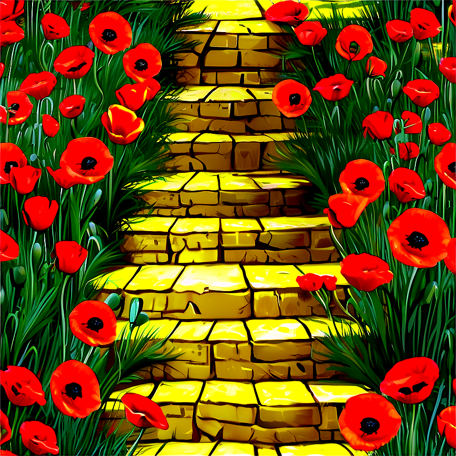 Yellow Brick Road With Poppy Fields Png 52 PNG Image