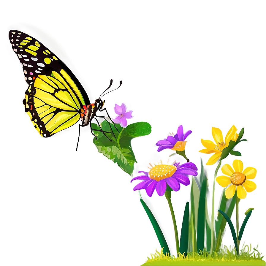 Yellow Butterfly In Garden Png 06292024 PNG Image