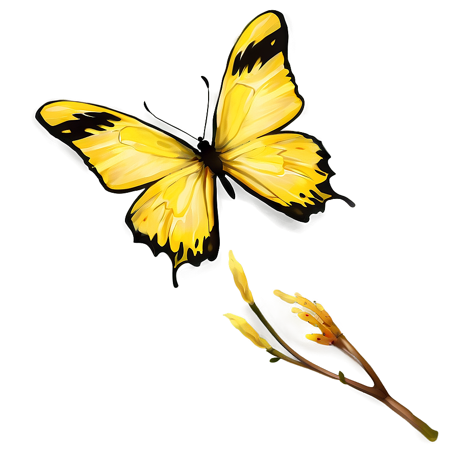 Yellow Butterfly In Nature Png 96 PNG Image