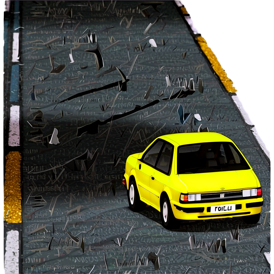 Yellow Car On Road Png Ufv PNG Image